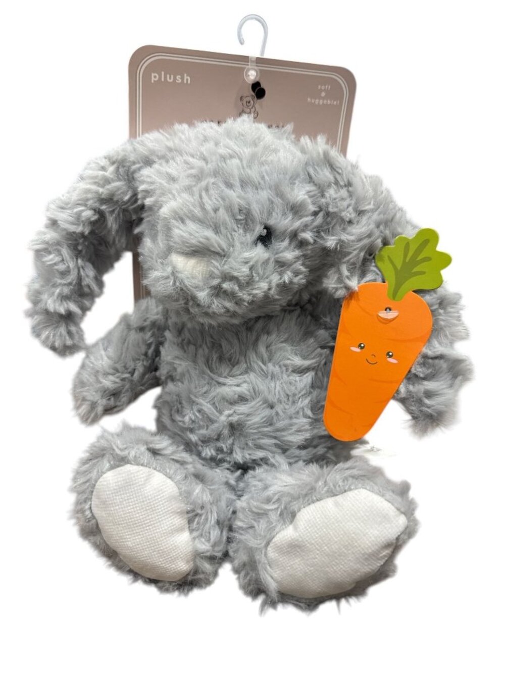 Carried Away Gray Plush Bunny With Carrot Toy - Soft & Huggable - Polyester - Ne